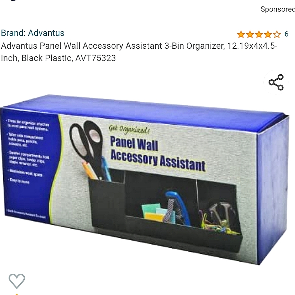 2 Cubicle 3-bin Wall Organizer.